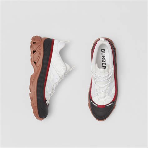 Cotton, Leather and Nylon Arthur Sneakers in White/warm walnut 